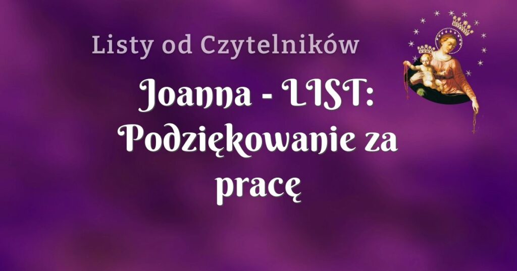 joanna list: podziękowanie za pracę