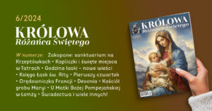 Osoba trzyma czasopismo "Królowa Różańca Świętego"